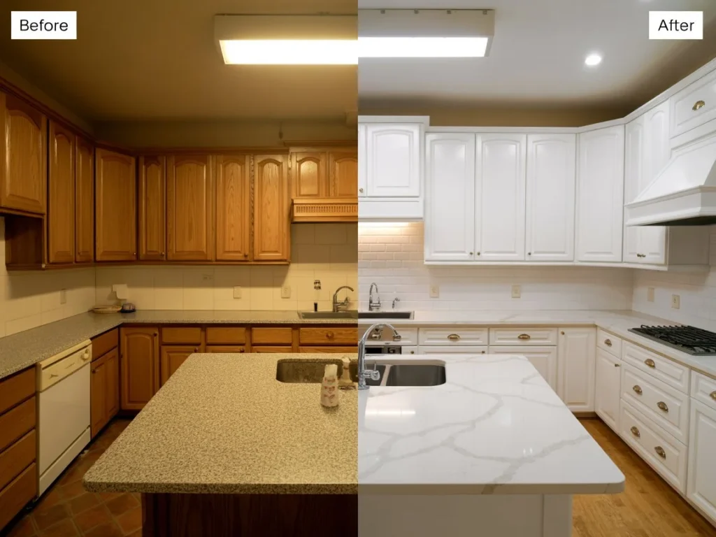 dramatic transformation of an outdated kitchen Greenville NC